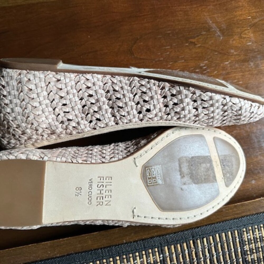 Eileen Fisher weave leather / Hidden Wedge Shoes - Picture 3 of 4